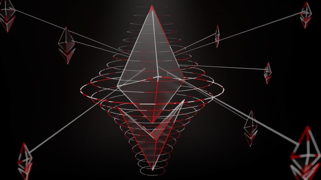 Um fundo preto com linhas vermelhas e brancas - O que é Ethereum?